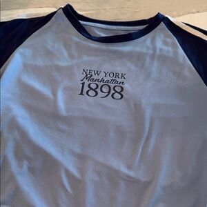 SHEIN Light Blue and Navy Women's Tee